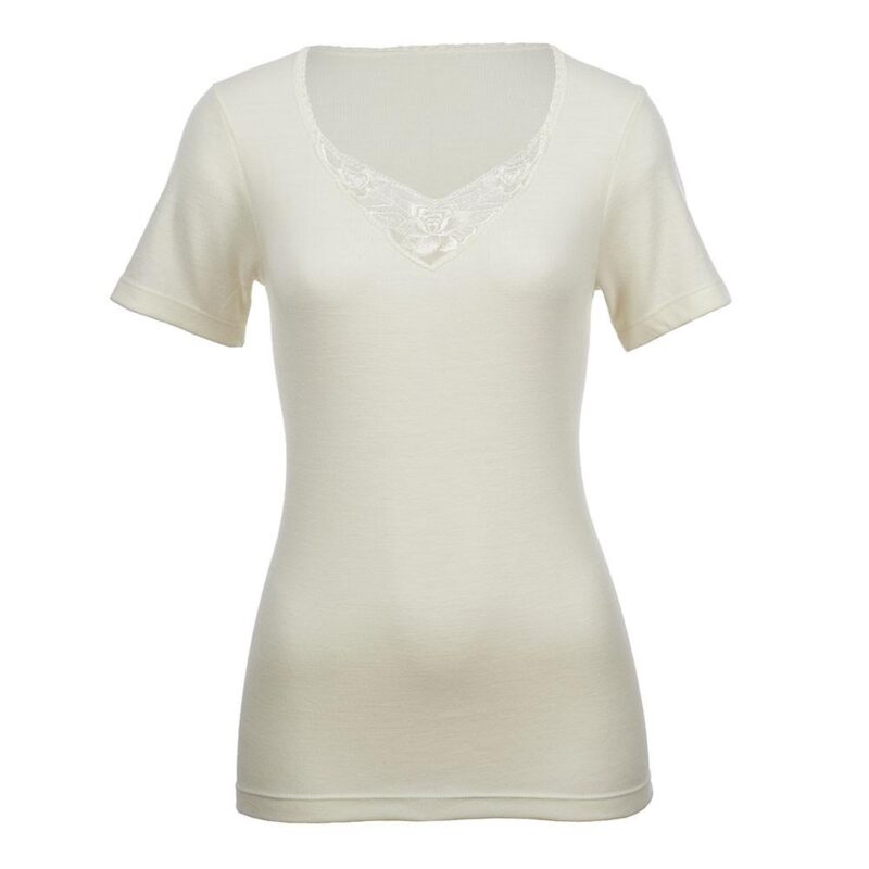 Short Sleeve Motif Top - Natural