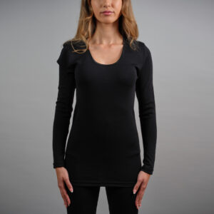 Thermo Fleece® - Ladies Long Sleeve - Scoop Neck Black